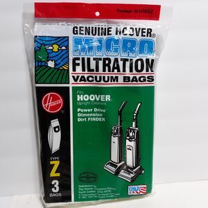Hoover Type Z Micro Filtration Vacuum Bags No. 4010100Z 3 Bags New
